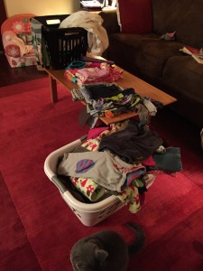 piles of laundry in my living room